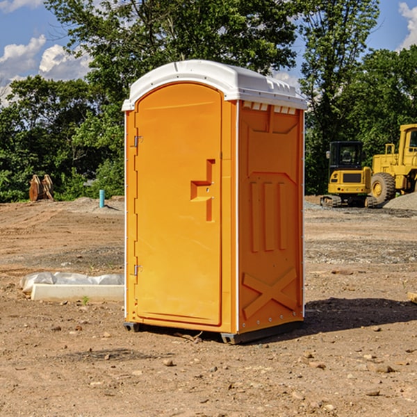 how often are the portable restrooms cleaned and serviced during a rental period in Doe Hill